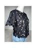 Aqua 100% Polyester 94% Polyester 6% Spandex Floral Black Short Sleeve Blouse Size M - photo 5
