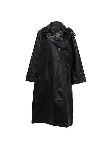 Christian Dior Dior Double-Breasted Coat in Black Lambskin Leather (view 1)