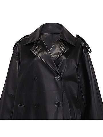 Christian Dior Dior Double-Breasted Coat in Black Lambskin Leather (view 2)