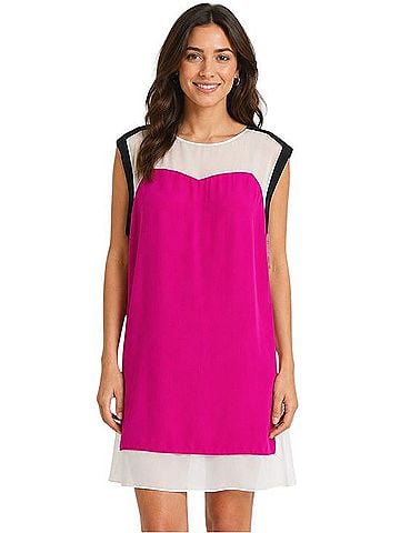 Julia Jordan Colorblock Silk Shift Cocktail Dress (view 1)