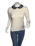 Alice + Olivia 100% Cotton 100% Polyester 65% Cotton 30% Polyester 5% Elastane White Blue Short Sleeve Blouse Size S - photo 1