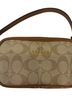 Coach 100% Coated Canvas 100% Leather Solid Brown Gold Tan Leather Wristlet One size - photo 2
