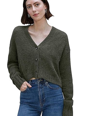 Everlane Cropped V-Neck alpaca Cardigan Cardigan (view 1)
