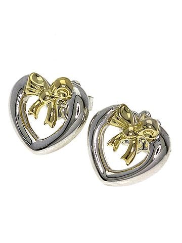 Tiffany & Co. Tiffany &amp; Co. Heart with Bow Earrings, Silver/18K Yellow Gold, Women's. (view 1)