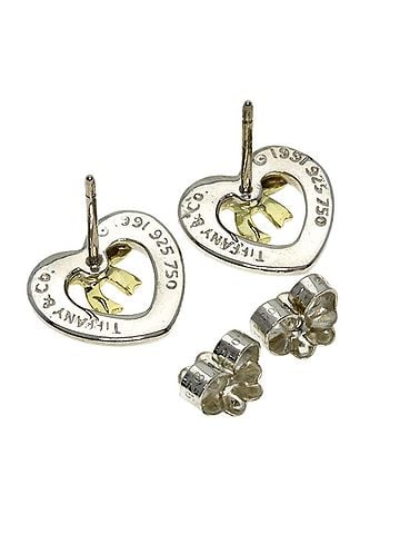 Tiffany & Co. Tiffany &amp; Co. Heart with Bow Earrings, Silver/18K Yellow Gold, Women's. (view 2)