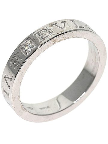 Bvlgari Bulgari Double Logo 1P Diamond Ring, 18K White Gold, Women's BVLGARI (view 2)