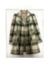 Juicy Couture 100% Wool Plaid Green Ivory Black Tan Coat Size S - photo 5