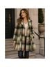Juicy Couture 100% Wool Plaid Green Ivory Black Tan Coat Size S - photo 4