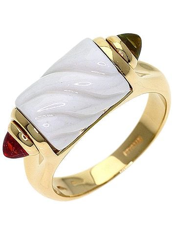 Bvlgari BVLGARI Tronchetto Peridot Pink Tourmaline Ring, 18K Yellow Gold, Women's. (view 2)