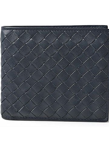 Bottega Veneta Bottega Veneta bi-fold wallet, Intrecciato weave, navy. (view 1)