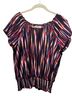 Michael Kors Print Multi Color Short Sleeve Blouse Size L - photo 1