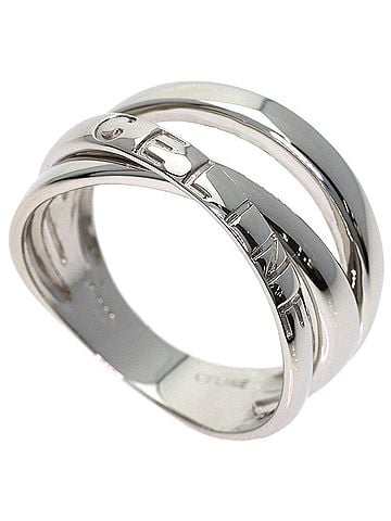 Céline Celine logo motif ring, platinum PT900, women's ring. (view 1)
