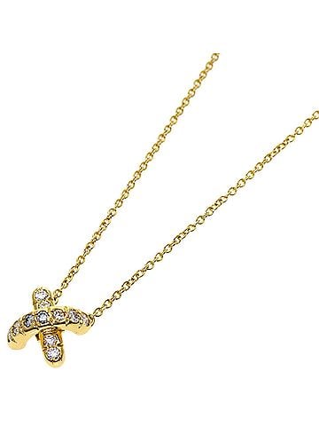 Tiffany & Co. Tiffany &amp; Co. Signature Cross Diamond Necklace, 18K Yellow Gold, Women's. (view 1)
