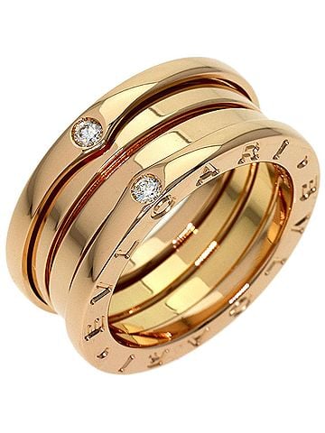 Bvlgari BVLGARI B-zero1 3-band 4P Diamond Ring #50 18K Pink Gold Women's (view 2)