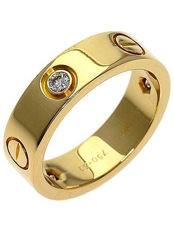 Cartier Cartier Love Ring Half Diamond #53 Ring, 18K Yellow Gold, Women's, CARTIER (view 2)