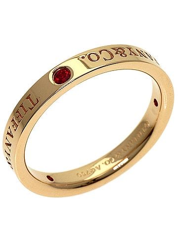 Tiffany & Co. Tiffany &amp; Co. Flat Band 3-Piece Ruby Ring, 18K Pink Gold, Women's. (view 2)