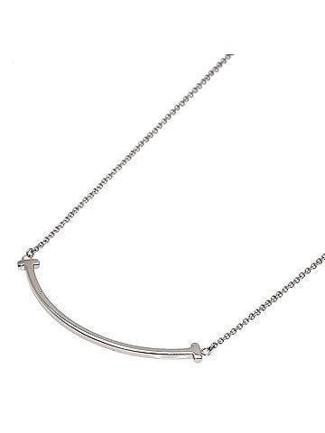 Tiffany & Co. Tiffany &amp; Co. T Smile Small Necklace, 18K White Gold, Women's. (view 1)