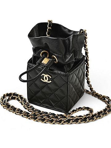Chanel Chanel Chain Shoulder Bag, CHANEL Mini Cube Matelassé Lambskin, Black (view 1)
