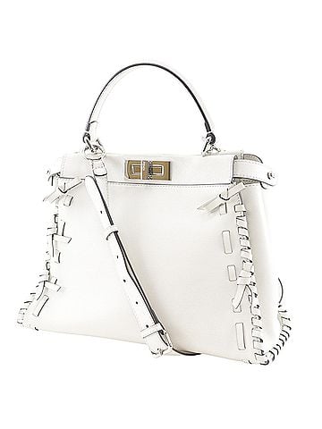 Fendi Fendi Peekaboo Medium Handbag, 2-Way Shoulder Bag, Leather, White, A5 Size, Turn-Lock, Women's (view 2)