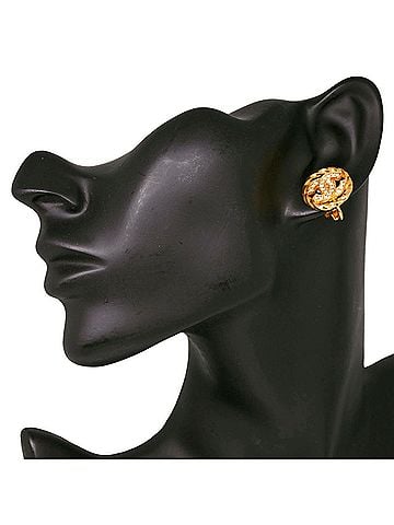 Chanel Chanel Coco Mark Earrings, Gold Plated with Rhinestones, Approx. 6.7g, Women's. (view 2)