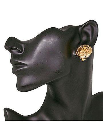 Chanel Chanel Coco Mark Earrings, Gold Plated, Approx. 17.3g, Women's (view 2)