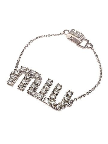 Miu Miu Miu Miu Miu Rhinestone Bracelet, Metal, Women's (view 1)