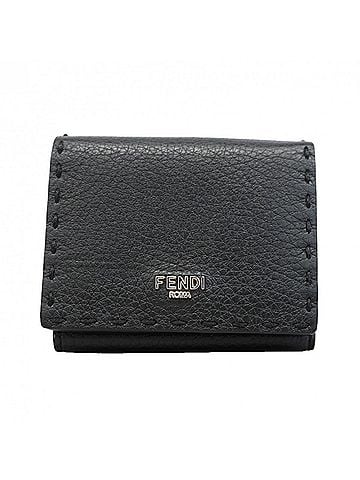 Fendi Fendi Tri-fold Wallet Selleria Leather Black Women's (view 1)