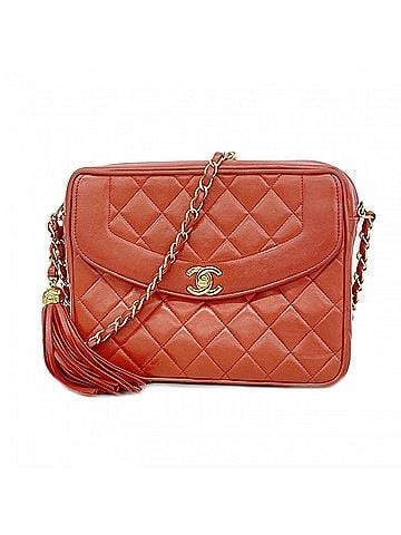 Chanel Chanel Matelassé Shoulder Bag with Chain Strap, Lambskin, Red, Women's (view 1)