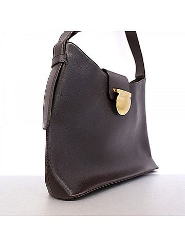 Salvatore Ferragamo Salvatore Ferragamo Gancini Leather Shoulder Bag, Brown, Women's (view 2)
