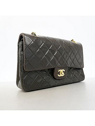 Chanel Chanel Matelassé Shoulder Bag, Double Flap, Chain, Lambskin, Black, Women's (view 2)
