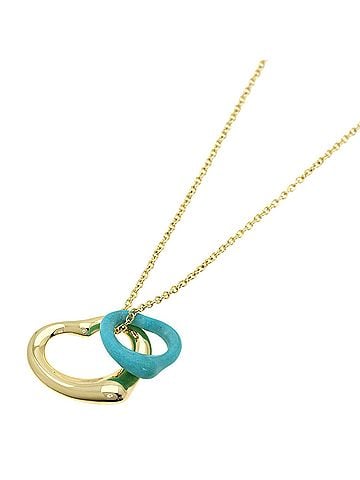 Tiffany & Co. Tiffany &amp; Co. Open Heart Turquoise Necklace, 18K Yellow Gold, Women's. (view 1)