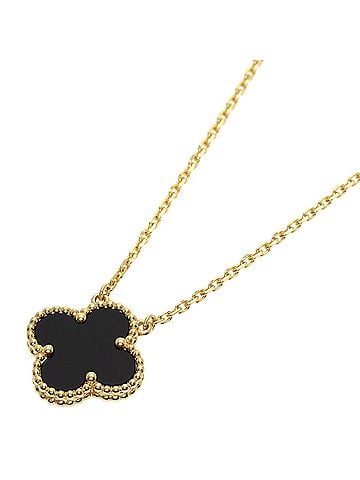 Van Cleef & Arpels Van Cleef &amp; Arpels Vintage Alhambra Onyx Necklace, 18K Yellow Gold, Women's (view 1)