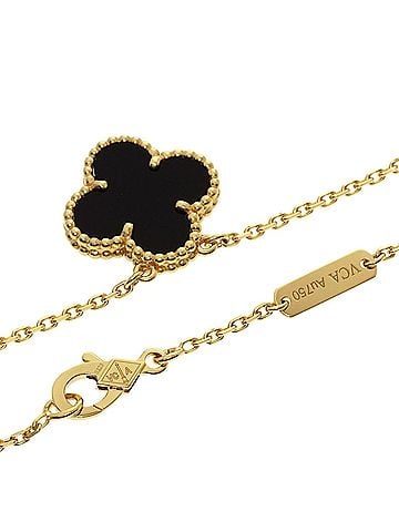Van Cleef & Arpels Van Cleef &amp; Arpels Vintage Alhambra Onyx Necklace, 18K Yellow Gold, Women's (view 2)