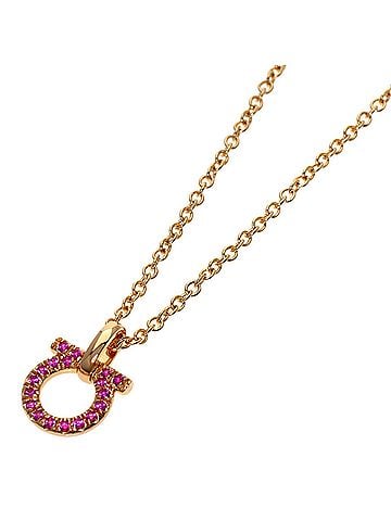 Salvatore Ferragamo Salvatore Ferragamo Gancini Pink Sapphire Necklace, 18K Gold, Women's. (view 1)