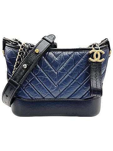 Chanel CHANEL Gabrielle de Small Hobo V-stitch Chevron Calfskin Shoulder Bag for Women (Navy/Black) (view 1)