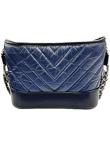 Chanel CHANEL Gabrielle de Small Hobo V-stitch Chevron Calfskin Shoulder Bag for Women (Navy/Black) (view 2)