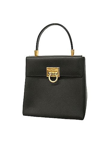 Salvatore Ferragamo Salvatore Ferragamo Gancini Leather Handbag, Black, Women's, P3332996 (view 1)