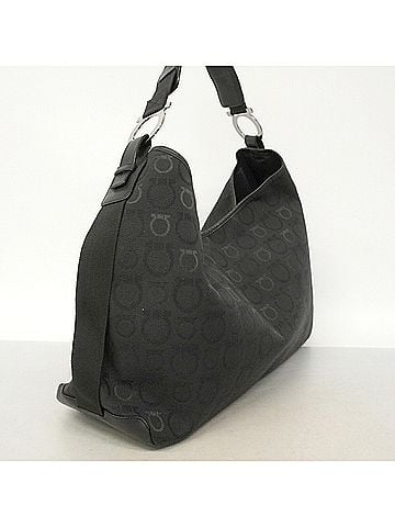 Salvatore Ferragamo Salvatore Ferragamo Shoulder Bag, Gancini Canvas, Black, Women's, P3330747 (view 2)