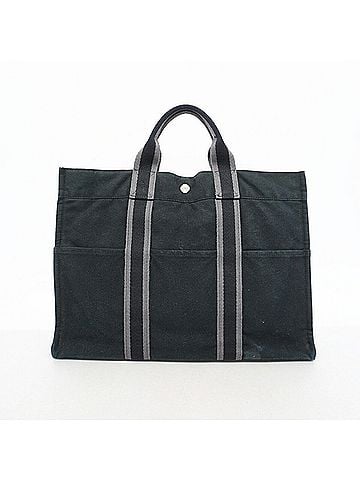 Hermès Hermes Fourre-Tout MM Canvas Tote Bag, Black, Men's &amp; Women's, P3316101 (view 1)