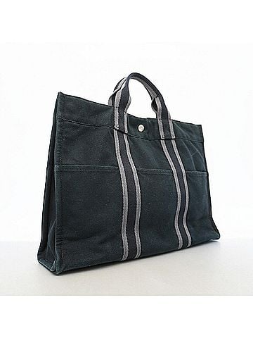 Hermès Hermes Fourre-Tout MM Canvas Tote Bag, Black, Men's &amp; Women's, P3316101 (view 2)