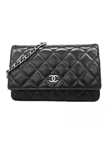 Chanel Chanel Matelassé Chain Shoulder Wallet, Lambskin, Black, Women's, P3299073 (view 1)