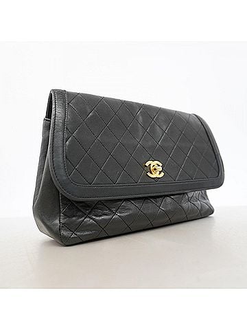 Chanel Chanel Matelassé Chain Shoulder Bag, Lambskin, Black, Women's, P3297581 (view 2)