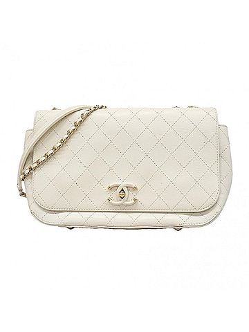 Chanel Chanel Matelassé Shoulder Bag, Double Chain, Lambskin, White, Women's, P3297578 (view 1)