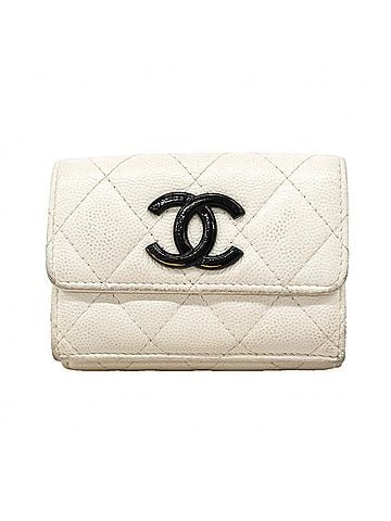 Chanel Chanel Tri-fold Wallet, Matelassé Caviar Leather, White, Women's, P3293761 (view 1)