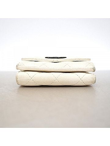 Chanel Chanel Tri-fold Wallet, Matelassé Caviar Leather, White, Women's, P3293761 (view 2)