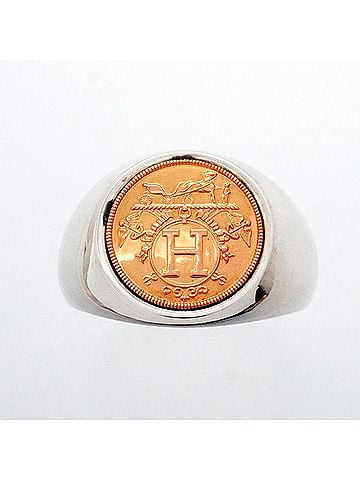 Hermès Hermes Ex-Libris Ring, 18KPG Pink Gold, Sterling Silver 925, Men's, P3276201 (view 2)