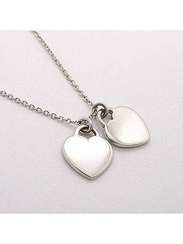 Tiffany & Co. Tiffany &amp; Co. Double Return to Heart Necklace, Sterling Silver 925, Blue, Women's, P3256172 (view 2)