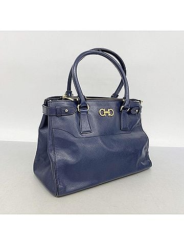 Salvatore Ferragamo Salvatore Ferragamo Gancini Leather Handbag, Navy, 2-way Bag for Women, OP013412 (view 2)