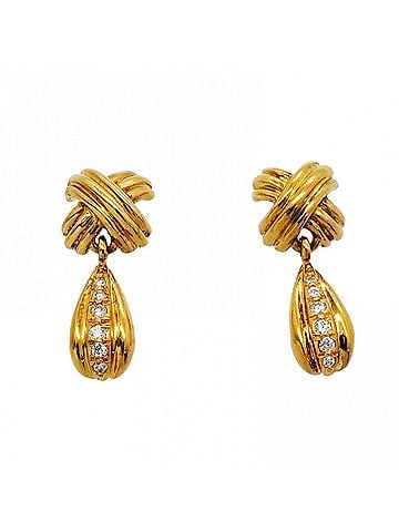 Tiffany & Co. Tiffany &amp; Co. Signature Drop Earrings, 18K Yellow Gold, Diamond, Women's (view 1)