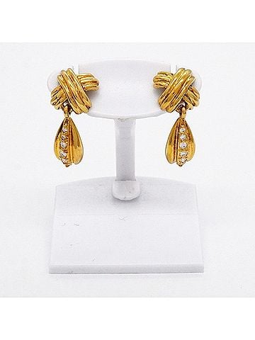 Tiffany & Co. Tiffany &amp; Co. Signature Drop Earrings, 18K Yellow Gold, Diamond, Women's (view 2)